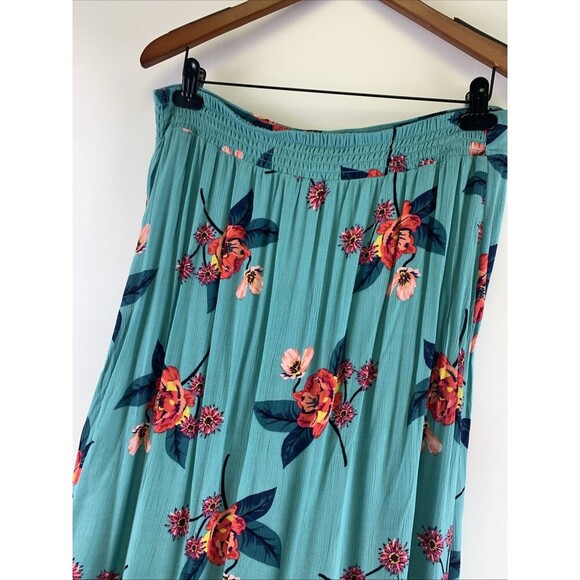 Express Floral Outfit Maxi Skirt Kimono Wrap Top Teal Rayon Womens Large New Tag - Picture 7 of 16